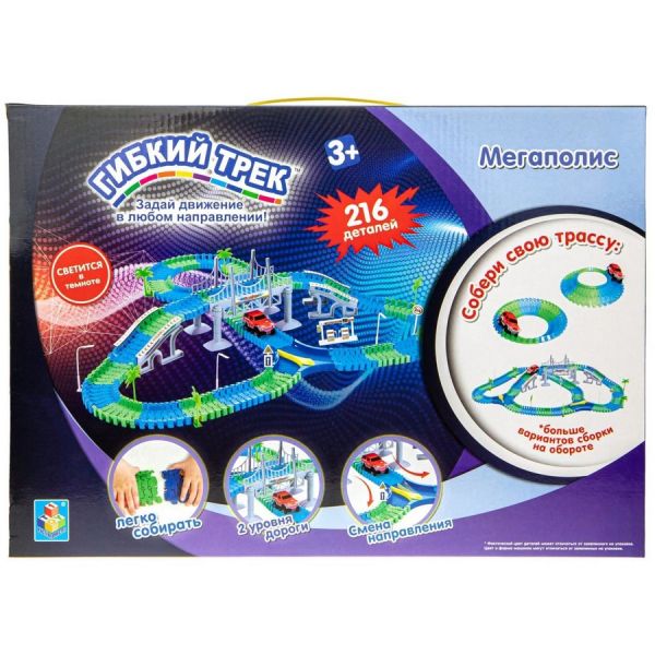 Игровой набор 1TOY Гибкий трек Мегаполис, джип [т10556]